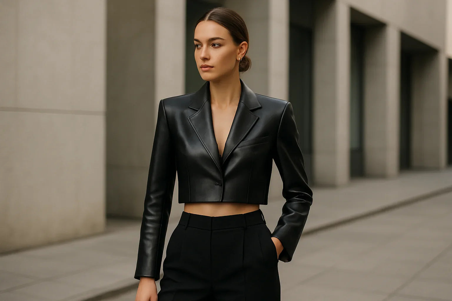 Cropped Leather Blazers in Women’s Fashion